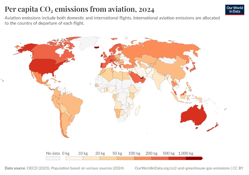 A thumbnail of the "Per capita CO₂ emissions from aviation" chart